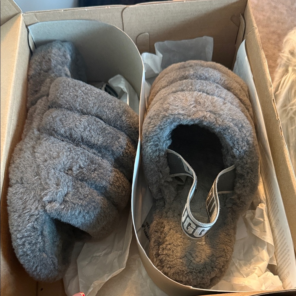 UGG Charcoal Plush Slippers